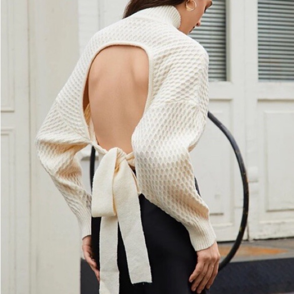 Zara Turtleneck Sweater w/ Open Back - Picture 6 of 7